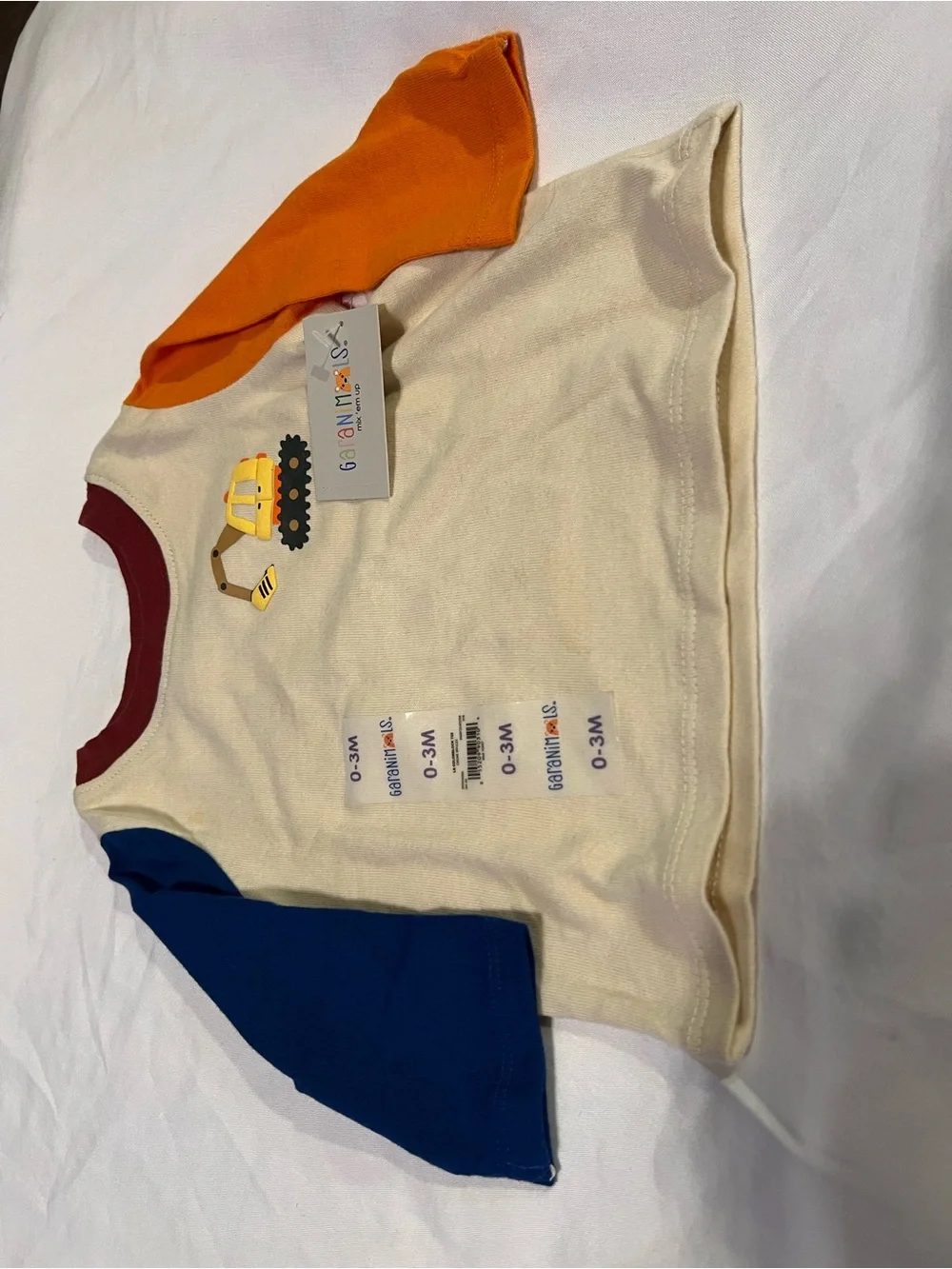 Garanimals Cream Long-Sleeve Toddler Top with Orange and Blue Sleeves